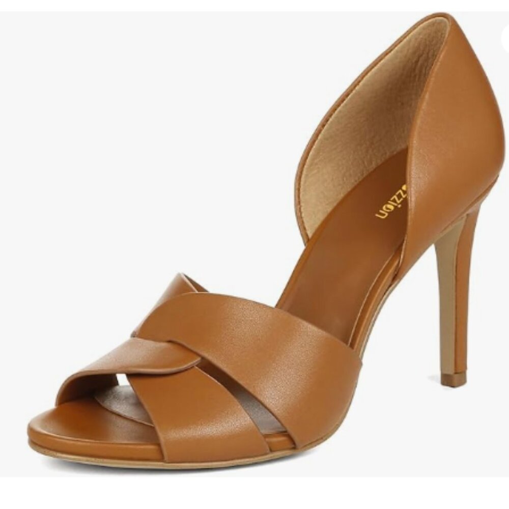 Pazzion Brown Slip On Stiletto Heeled Two Pieces Sandals Versatile Party Shoe